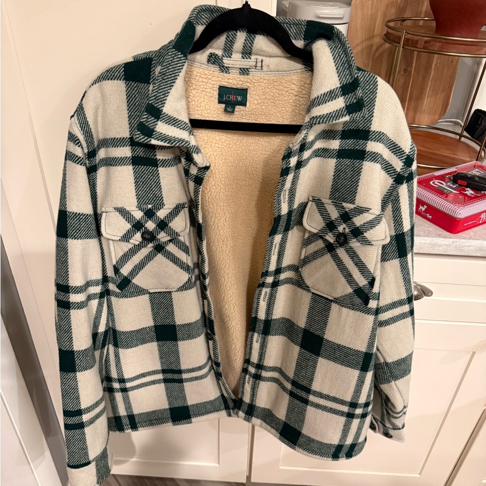 J-Crew fur lined flannel jacket